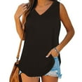 thumbnail image 4 of Meichang Womens V Neck Tank Tops with Curve Hem Loose Fit Sleeveless Shirts Basic Tops Outdoor Yoga Gym Workout Tank Top, 4 of 7