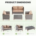 thumbnail image 2 of STARY Outdoor Wicker conversation sets, 4 Pieces Patio Furniture Sofa Set with Coffee Table, All Weather for Garden, Backyard, Balcony, 2 of 7