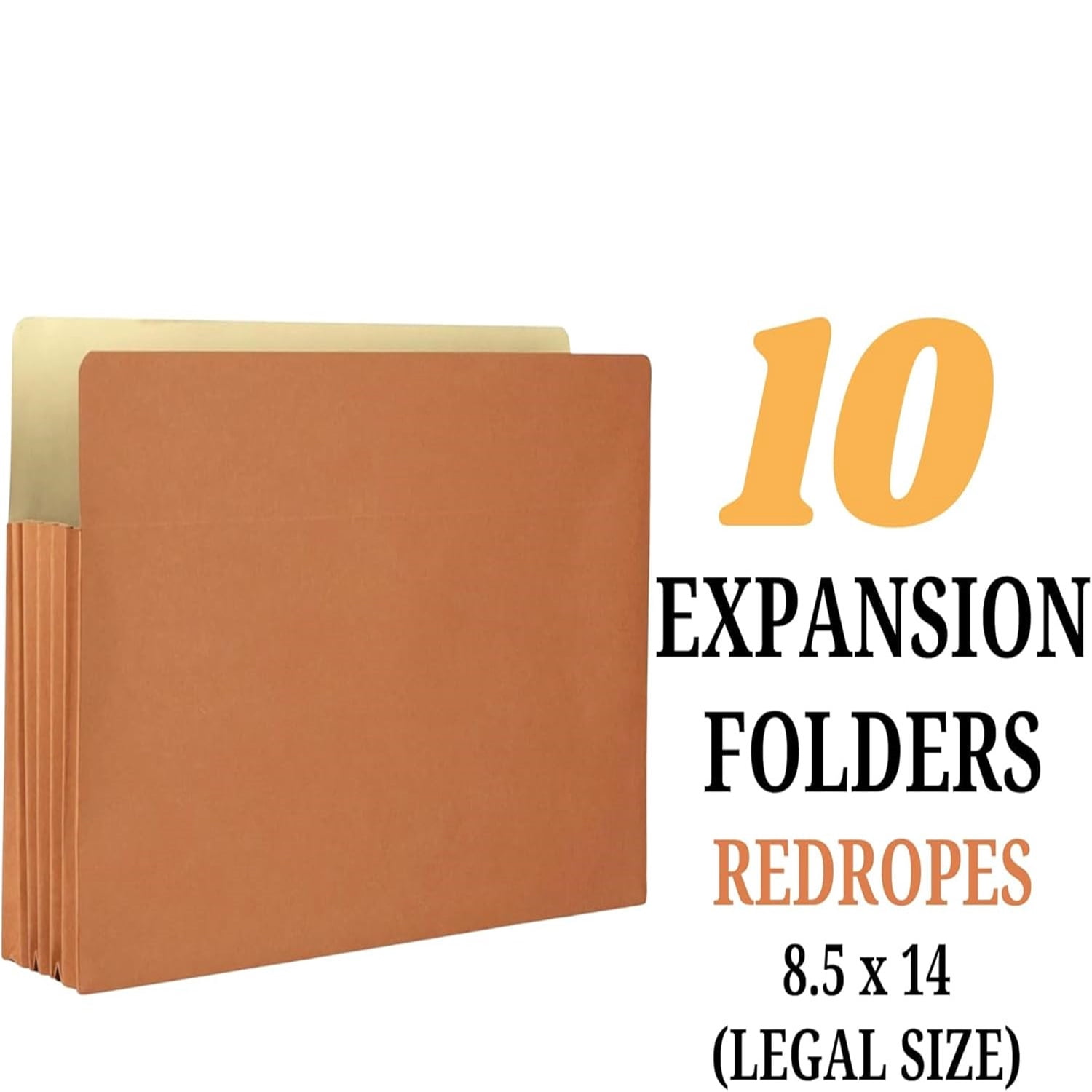 The File King Expanding Accordion File Folder - Legal Size | Box of 10 Redropes | 5.25” Expansion | Store and Organize Papers | Keep Rrds in One Place | Save Time Searching