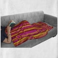 thumbnail image 6 of Retro Soft Flannel Fleece Blanket, Vibrant Colors Striped Pattern with Circles Vintage Geometric Illustration Print, Cozy Plush for Indoor and Outdoor Use, 50" x 60", Pink Red Orange, by Ambesonne, 6 of 6