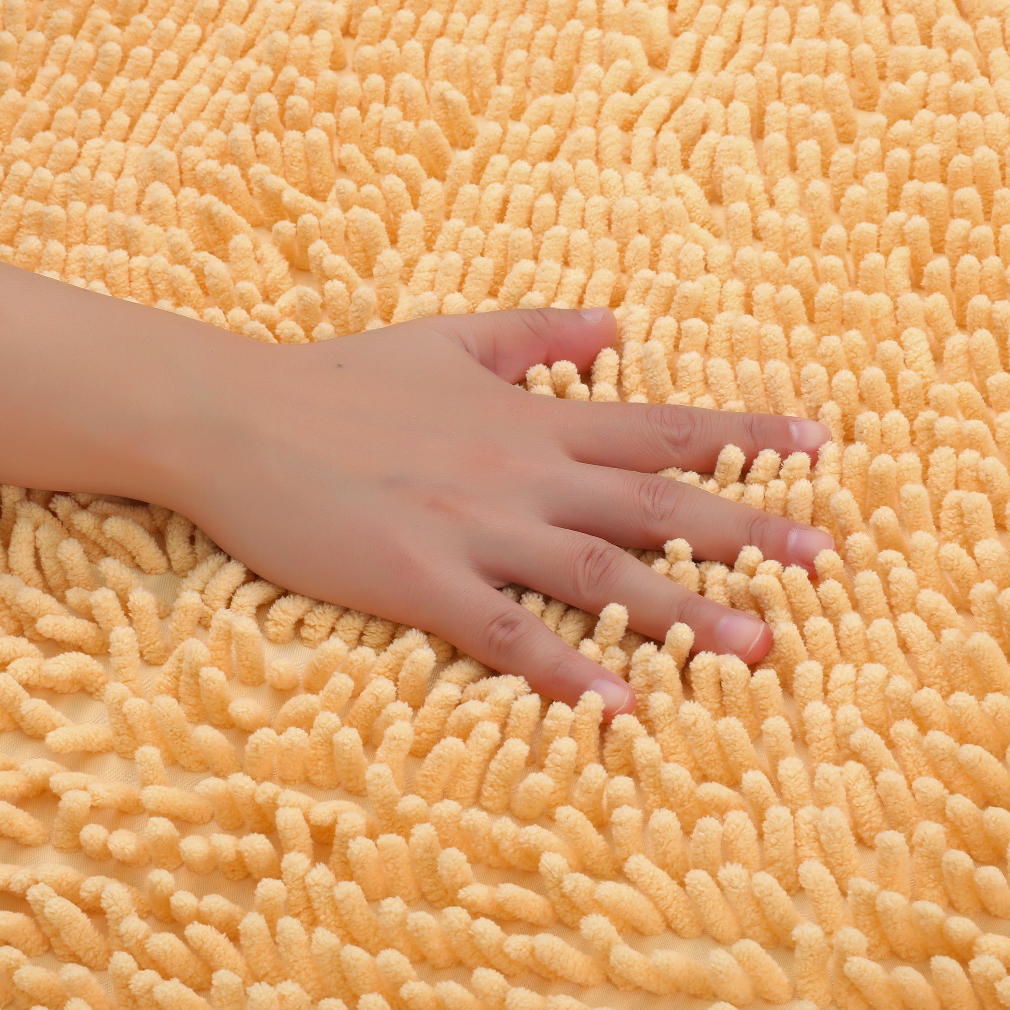 Unique Bargains Heart Shaped Chenille Bath Rugs Soft Shaggy Bath Mat Yellow 28" x 32"