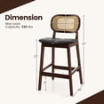 thumbnail image 3 of Costway Bar Stool Set of 2 Wood Bar Chairs PE Rattan Backrest Padded Seat & Footrest, 3 of 9
