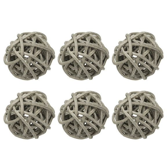 Uxcell 6 Pcs Wicker Rattan Balls 1.2 Inch Rattan Decorative Balls Vase Fillers for Wedding Party Centerpiece Bowls Home Decoration, Gray