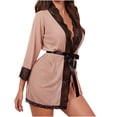 thumbnail image 1 of Camisón Sexy de moda para mujer, cárdigan, lencería sólida, traje de dormir de malla de empalme de encaje Fridja  nalpqowj28402, 1 of 4