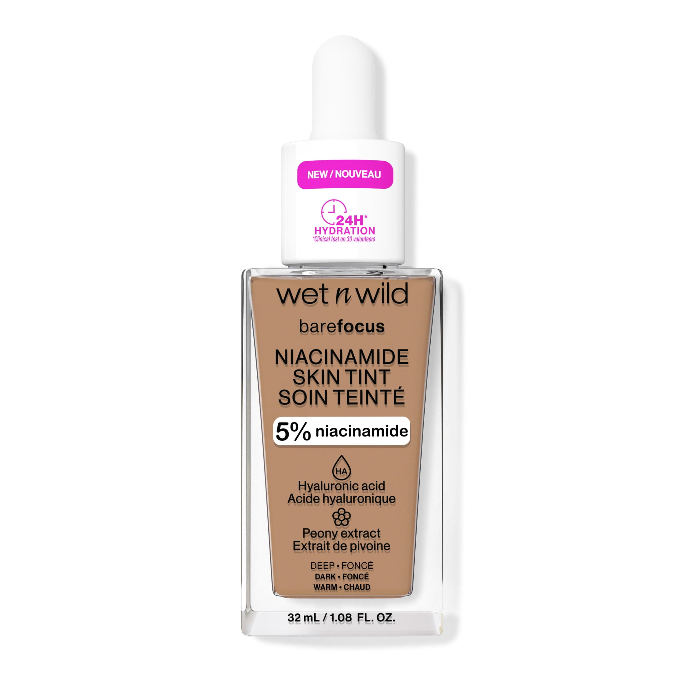 Wet n Wild Bare Focus Skin Tint - 5% Niacinamide Enriched Lightweight Foundation - Deep