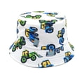 thumbnail image 4 of Krdevn Cartoon Excavator Print Reversible Kids Wide Brim Sun Hat Lightweight Breathable Beach Cap for Boys Girls, 4 of 5