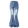 thumbnail image 4 of Women's Jeans Fashion Wide Leg Washed Stretch Flared Denim Pant Womens Pants BU2 M, 4 of 5