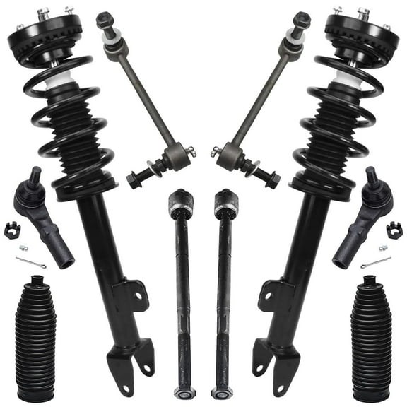 Detroit Axle - Front Struts w/Coil Springs Sway Bar Links Outer Inner Tie Rod Boots Replacement for 2011-2014 300 C RWD - 10pc Set