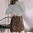 thumbnail image 3 of ZAZYULZ Women's Jumpsuit Women's Mock Turtle Neck Long Sleeve Tops Bodysuit Jumpsuit(Grey,Xxl), 3 of 6