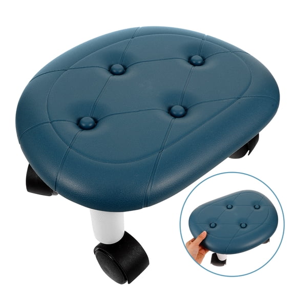 HEANUJJ Swivel Wheel Low Stool Dark Blue Modern Minimalist Plastic for Living Room 1Pcs