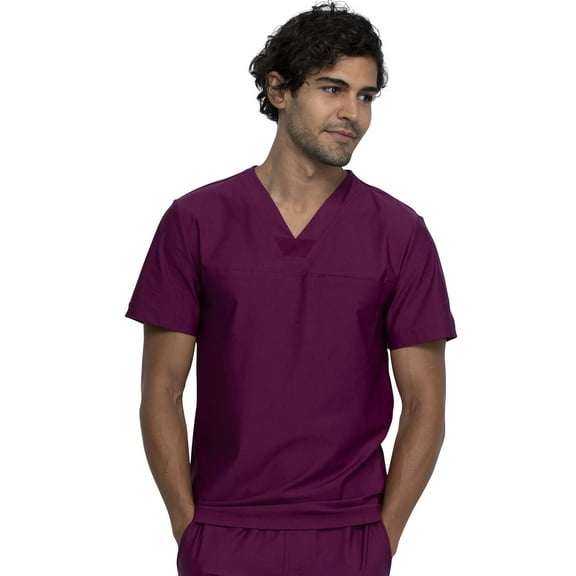 Cherokee Form Men Scrubs Top, Men's V-Neck, CK885, M, Wine