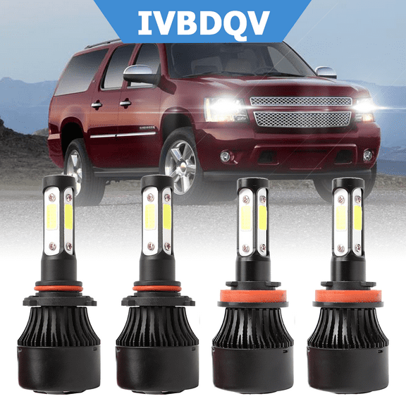 For Chevy Suburban 2015-2020 LED Headlight Bulbs 9005 High Beam   H11 Low Beam Kits 4Pcs 6000K Bright White