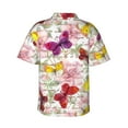 thumbnail image 4 of Xecao Butterflies and Vintage print Hawaiian shirt - a stylish short-sleeve button-down for men, perfect for casual beach and tropical outings., 4 of 9