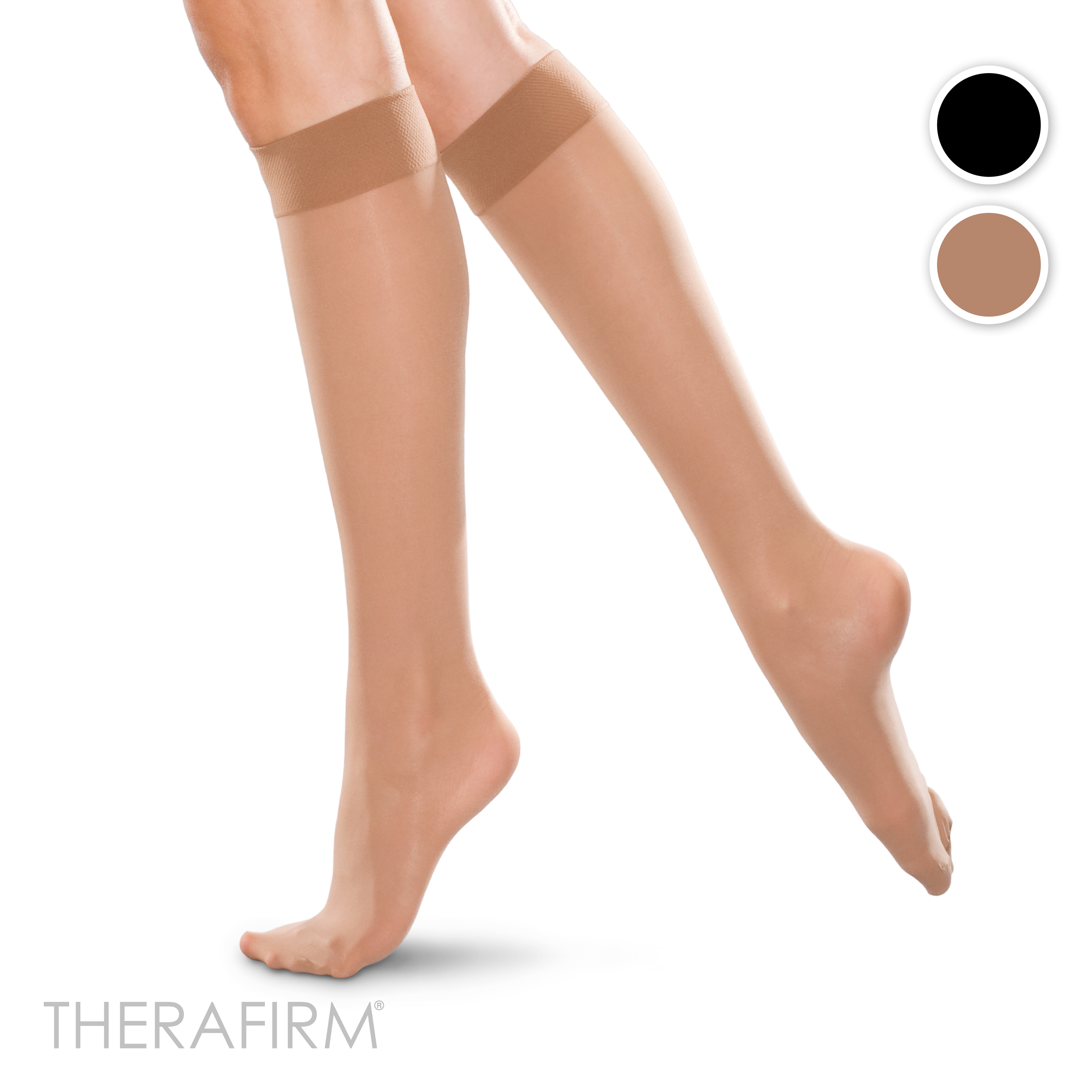 Therafirm Moderate Support Knee High Compression Stockings, 20-30mmHg Compression, Black, XXXX-Large