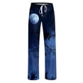thumbnail image 6 of Zydvens Women Halloween Pajama Pants Wide Leg Lounge Wear with Pockets Soft Elastic Waist Drawstring Sleepwear Bottoms Cute Cartoon Cat Pumpkin Costume Cosplay Party S-3XL, 6 of 7