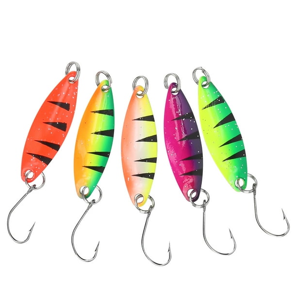 Estink Walleye Trout Spoon Baits, Crankbait Lures Single Hook 5pcs For Night Fishing