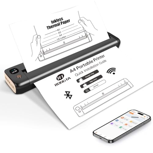 Impresora portátil inalámbrica Rongta para viajes, con Bluetooth, WiFi, impresora térmica sin tinta para tamaños Carta (8,5" x 11") y A4, compatible con teléfonos Android, iOS, Mac, Windows y portátil