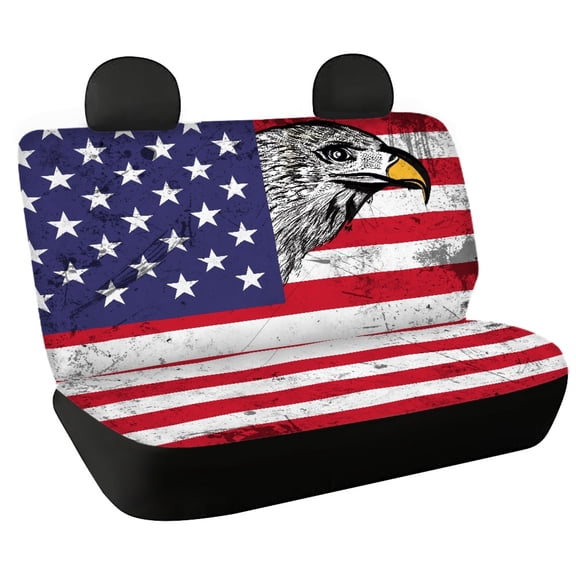 CHAQLIN Flag Eagle Theme, Stretchable Rear Bench Seat Covers 2 Pcs Waterproof Protection Car Rear Seat Covers for Car Interior Automotive