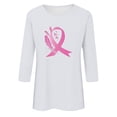 thumbnail image 5 of AGWOLF Breast Cancer Support T-Shirt for Women Pink Ribbon 3/4 Sleeve Shirts Loose Fit Crew Neck Pullover Lightweight Breathable Soft Graphic Tee White XXL, 5 of 5