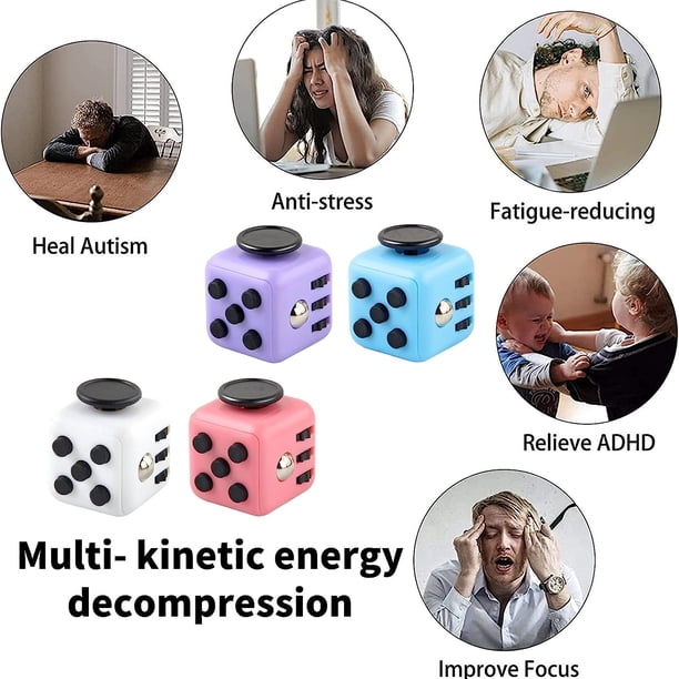 Set De 3 Juguetes Antiestrés Stress Cube Con 6 Módulos Relajantes | Ideal Para TDAH, Autismo Y Concentración