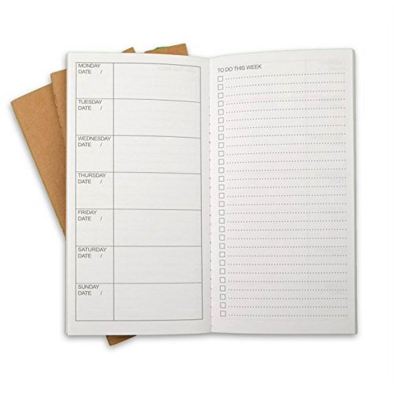Lista tareas semanales RICCO BELLO insertos recargables para agenda de viajero 8.25x4.25 pulg conjunto 3