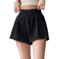 thumbnail image 2 of PNTUTB Women's Casual Solid-Color Shorts,Elastic Waistband Side Pleats Loose Comfortable Shorts for Yoga Fitness and Sports, 2 of 6