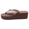thumbnail image 2 of LAVRA Women's Platform Wedge Sandals Summer Beach Studded T Strap Flip Flops, 2 of 4