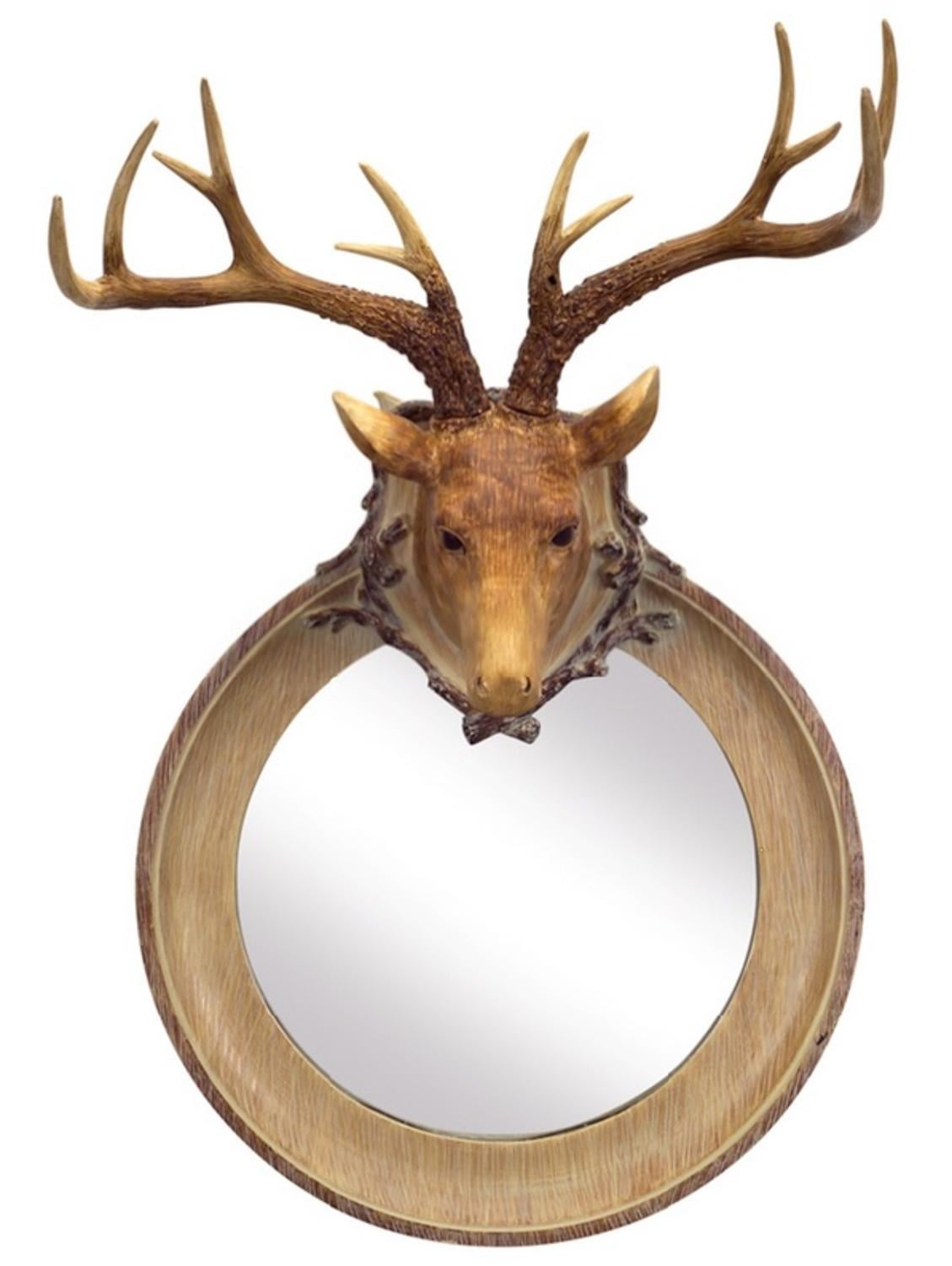 25" Country Rustic Mounted Deer Head Wall Mirror