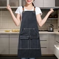 thumbnail image 3 of Reheyre Cross Back Thicken Painting Apron - Solid Color, Lace-Up Adjustable, Waterproof, Front Pockets, Drawing Gardening Apron for Adults, 3 of 8