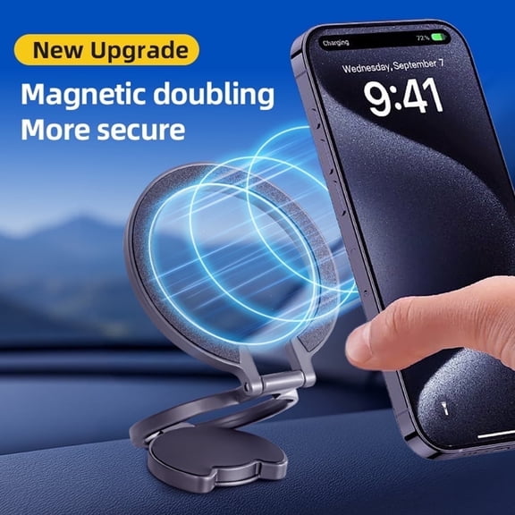 WODOXIN Magnetic Car Phone Mount, Dashboard & Windshield Phone Holder with Strong Magnet, Adjustable Stand, Black