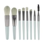 relayinert Pack of 8 Portable Makeup Brushes with Plastic Handle Powder Foundation Make Up Kit Soft Brush Professional Cosmetics Light Blue Type 2