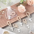 thumbnail image 4 of Rosario de madera de 36 piezas con bolsitas de malla blanca para bautizo, primera comunión, confirmación, baby shower y despedida de soltera., 4 of 5
