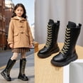 thumbnail image 2 of Kids Fashion Mid Calf Combat Boots Lace Up Side Zipper Non Slip Boots for Winter Everyday Wear, 2 of 9
