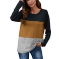 thumbnail image 1 of Tops Para Mujer Blusa Casual Elegante Camisas de Manga Larga Otoño Moda Cuello Redondo Color A Juego Camiseta Suelta Raya Odeerbi  ODB170110, 1 of 5