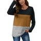 thumbnail image 1 of Tops Para Mujer Blusa Casual Elegante Camisas de Manga Larga Otoño Moda Cuello Redondo Color A Juego Camiseta Suelta Raya Odeerbi  ODB170110, 1 of 5