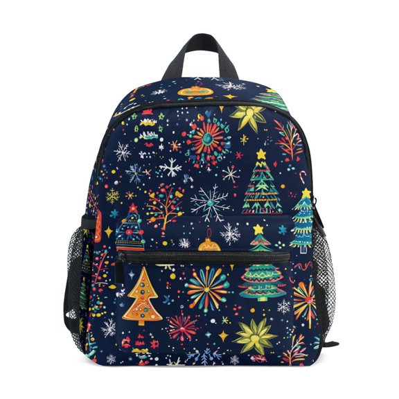 FORMRS Kids School Backpack with Front Zippered Pocket 12" Student Travel Daypack, Dark Blue Christmas