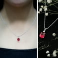 thumbnail image 3 of Rosec Jewels Lab Grown Ruby Solitaire Pendant for Women with Moissanite (8X10 mm) - AAAA Grade, 14K White Gold, 3 of 7
