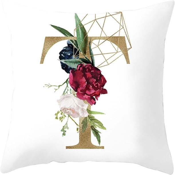 Funda De Cojín Con Letras En Relieve Doradas Y Decoración Con Iniciales De Rosas Decoración Del Hogar Para Primavera/Verano Regalo Para El Día De La Madre