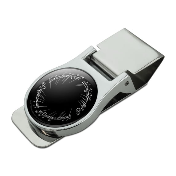 Lord of the Rings Mordor Script Satin Chrome Plated Metal Money Clip
