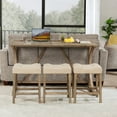 thumbnail image 2 of LUCKHAO 4-Piece Counter Height Bar Table Set with Socket and 3 Fabric Padded Bar Stools, Tall Kitchen Breakfast Dining Table Set with Stools, 2 of 11