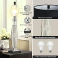 thumbnail image 3 of LiviNest Silver Glass Table Lamp with USB Charging: Modern 3-Color Temperature Bedside Lamp for Home Office - Dual USB A+C Ports Black Linen Shade LED Bulbs Included, 3 of 6