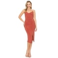 thumbnail image 2 of NOVA & PRIME Women's Sleeveless Midi Dress Spaghetti Strap Draped Cowl Neck Low Back Cocktail Evening Party Sexy One Piece DK4063 Marsala L, 2 of 6
