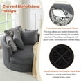 thumbnail image 6 of 52"Modern 360 Degree Swivel Corduroy Round Sofa Chair with 5 Movable Pillows, Accent Barrel Chair with Loose Seat Cushion, Stunning Leisure Chair with Smooth Rotation and Durable Metal Base,  Grey, 6 of 9