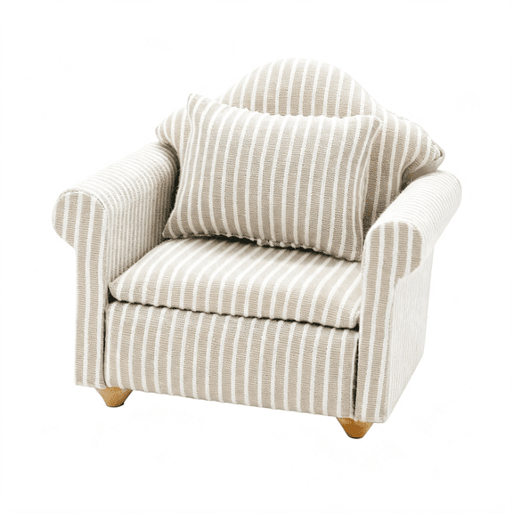 CYFW 1:12 Scale Miniature Chair with Pillow Dollhouse,Khaki | Miniature Dollhouse Furniture Living Room Furniture for Dollhouse Decoration