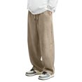 thumbnail image 3 of Men's Solid Color Corduroy Trousers, Casual Fashion Straight Leg Pants for Fall, Winter, Christmas and Daily Retro Style,Khaki,L, 3 of 6