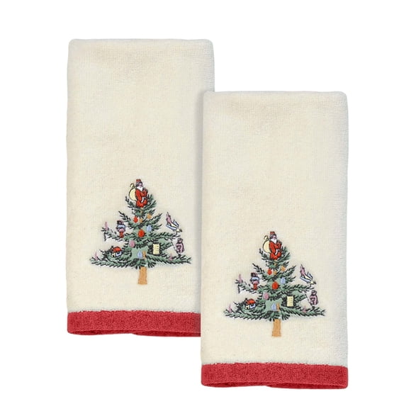 Spode - Serviettes de Cuisine en Coton Douces et Absorbantes Ensemble de 2 Collection Arbre de Noël