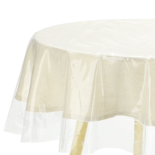 Uxcell mantel de plástico transparente de 54 pulgadas, protector de mesa de vinilo a prueba de agua y aceite, mantel para cenas, fiestas y vacaciones