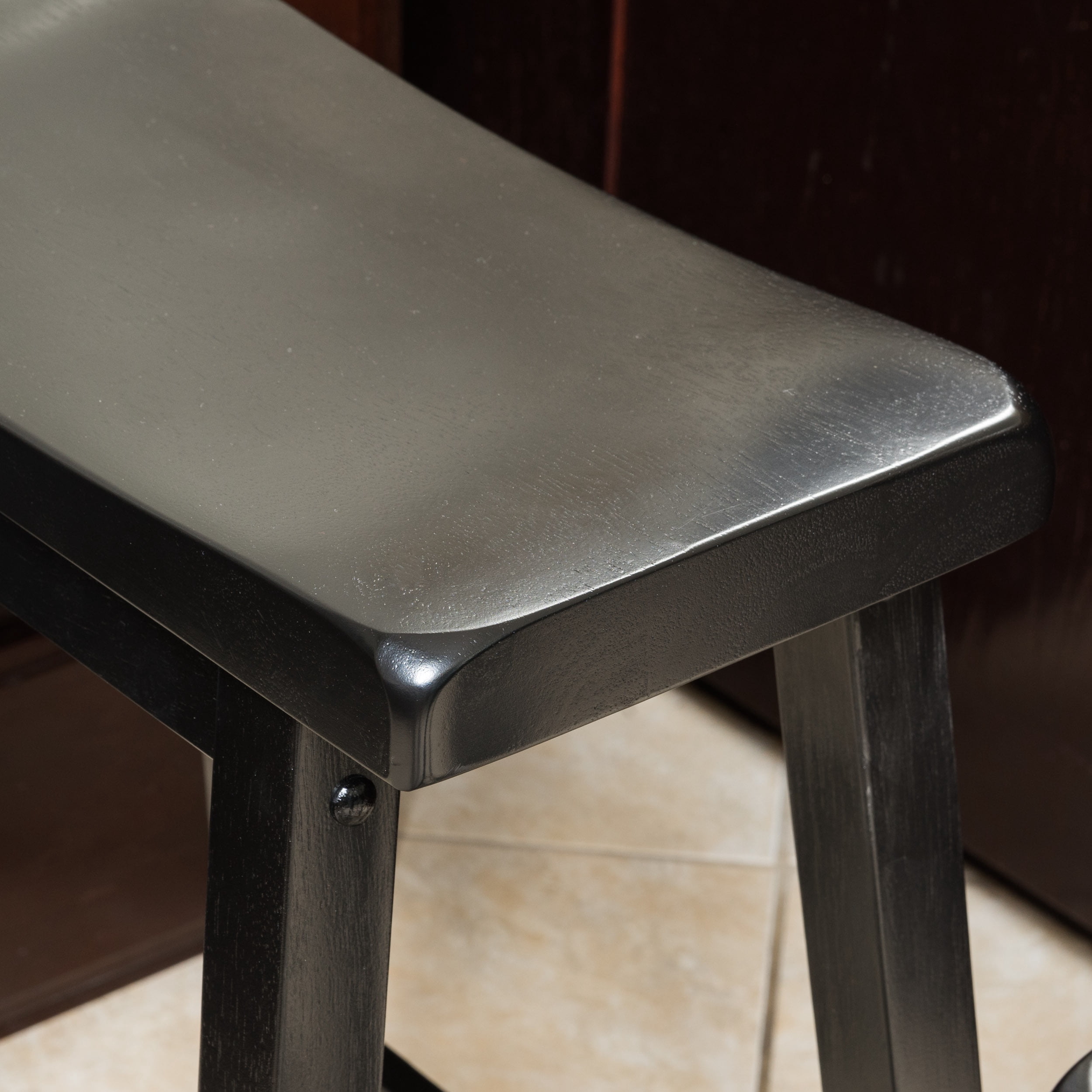 Noble House Dickson 29 in. Black Saddle Stools (Set of 2)