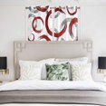thumbnail image 4 of Red Grey Kitchen Curtains Short 45 Inch Length, Geometric Circle Modern Abstract Simple Art Grommet Top Bedroom Living Room Curtains, Light Filtering Cafe Curtain Drapes 2 Panels Set 84''x45'', 4 of 9