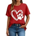 thumbnail image 1 of Pisexur Hauts pour Femmes T-Shirt Graphique de la Saint-Valentin - Col Rond Manches Courtes Imprimé Rouge,G, 1 of 5